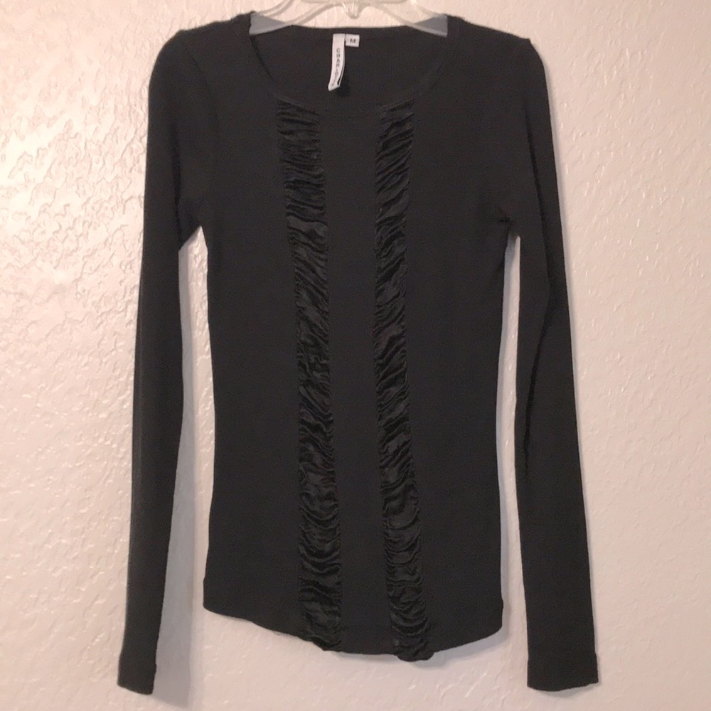 Boutique Black Rouched Long Sleeve Blouse